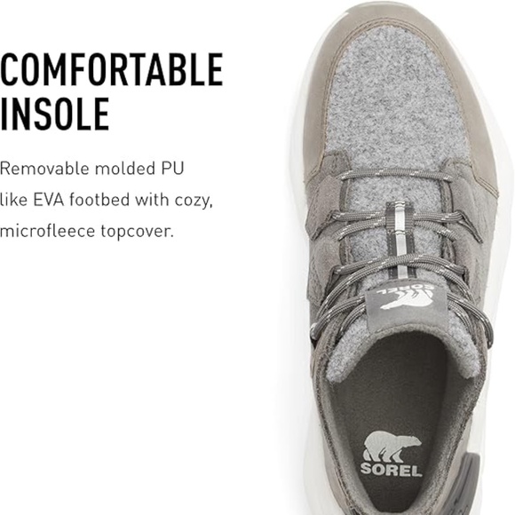 Sorel Kinetic Caribou Grey Suede Boot Sneaker Waterproof Leather Winter Boot 7.5 - Picture 5 of 14